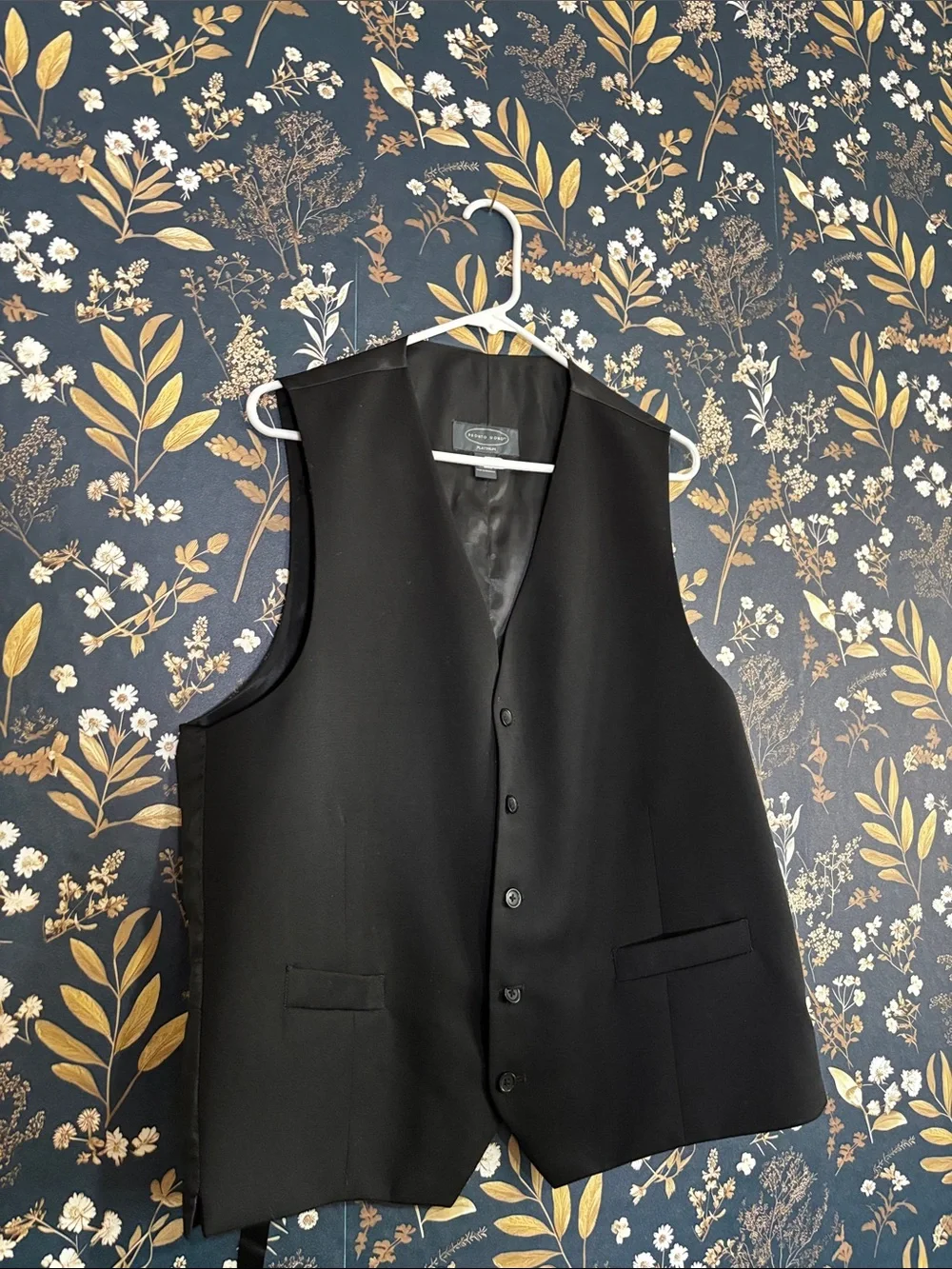 Pronto Uomo Wool Men's Black Dress Vest Five Button Formal Waistcoat Size XL